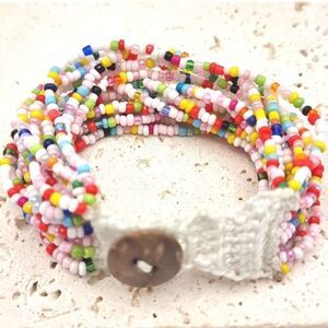 New JCREW Coral confetti beaded bracelet